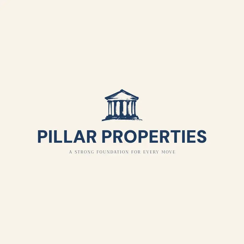 The real estate company name Pillar Properties as a branded logo with a single color icon