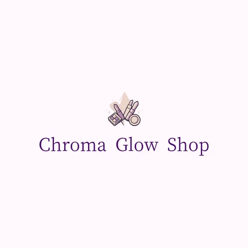The makeup name Chroma Glow Shop as a branded logo with a color icon