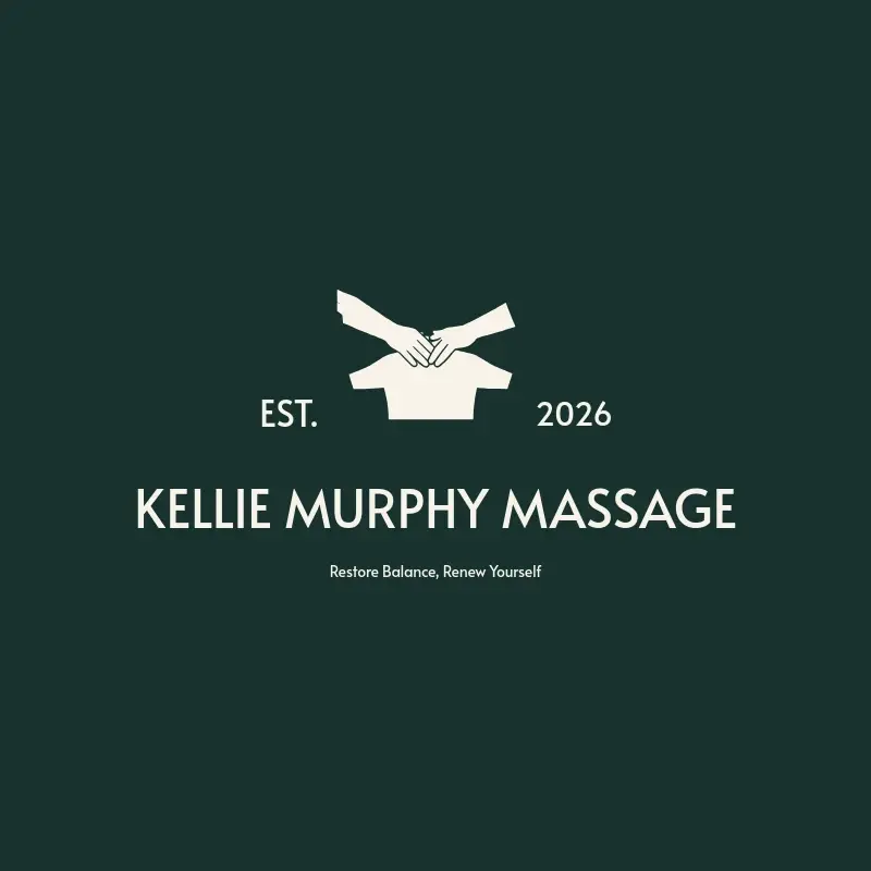 The massage name Kellie Murphy Massage as a branded logo with a single color icon