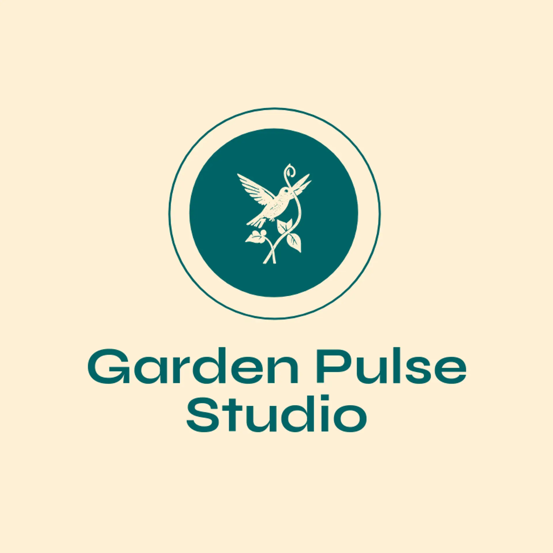 Garden Pulse Studio logo for hummingbird