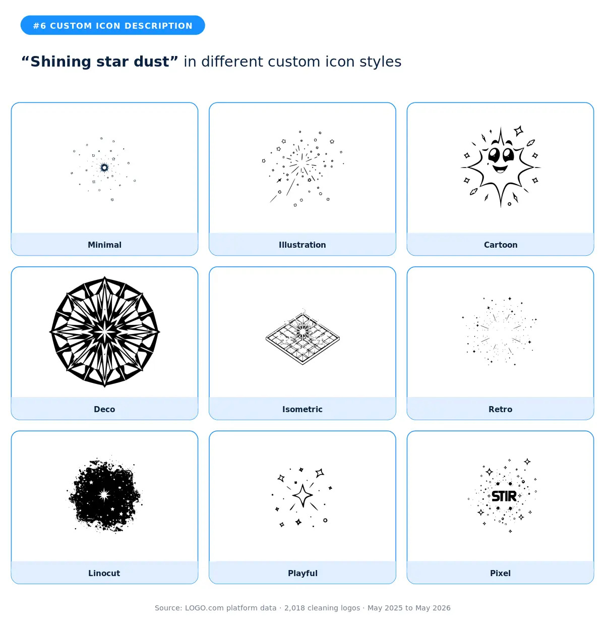 Shining star dust in nine styles