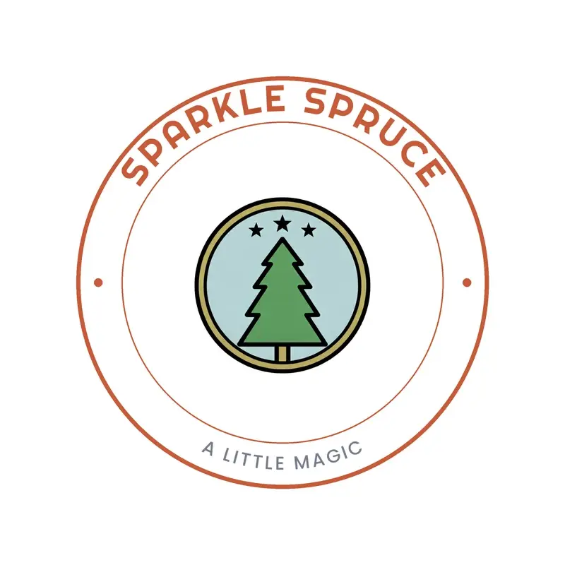 The Etsy shop name Sparkle Spruce as a branded logo in a retro style