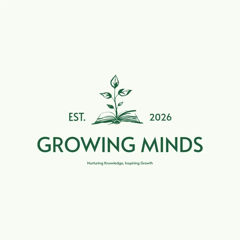 The daycare name Growing Minds as a branded logo with a single color icon