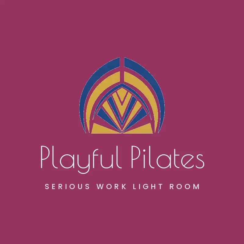 The gym name Playful Pilates as a branded logo in a deco style