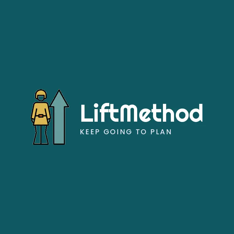 Retro rising arrow and person coaching logo for LiftMethod