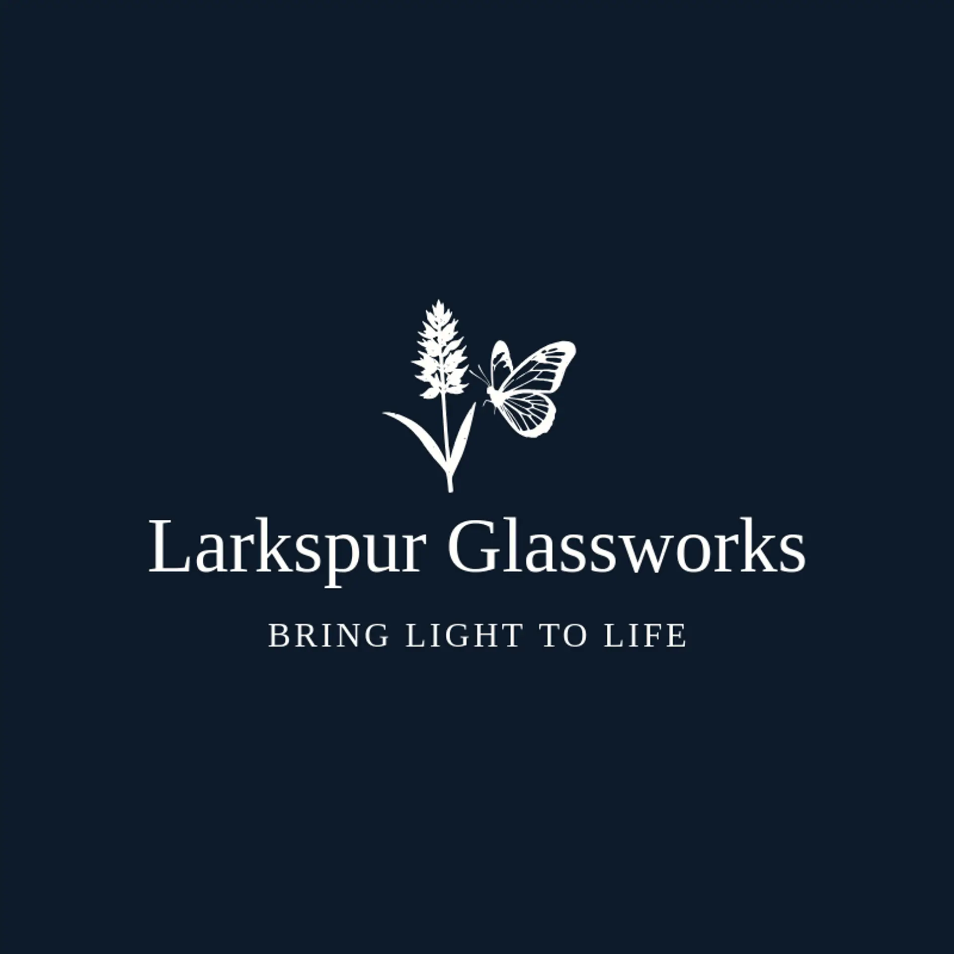 Larkspur Glassworks logo for stained glass