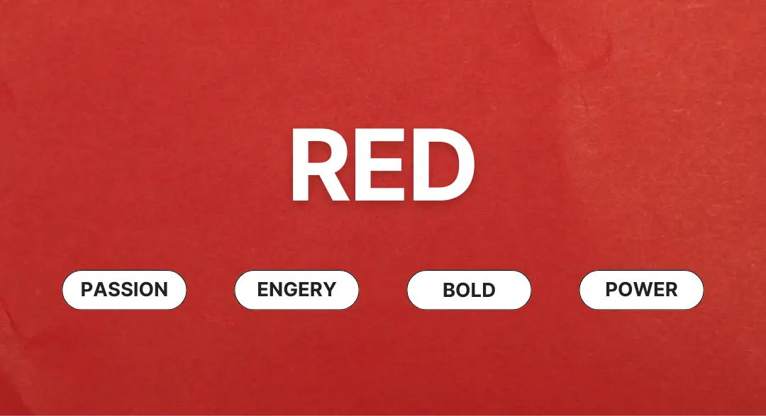 Red color psychology with meanings: passion, energy, bold, power