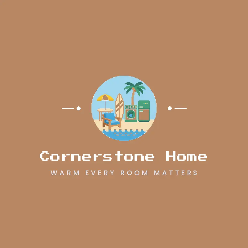 Coastal living furniture, a relaxed interior design logo in a pixel style