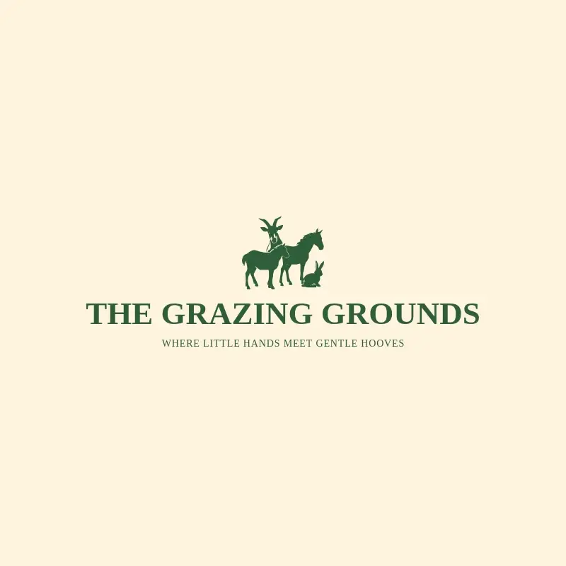 The zoo name The Grazing Grounds as a branded logo with a single color icon