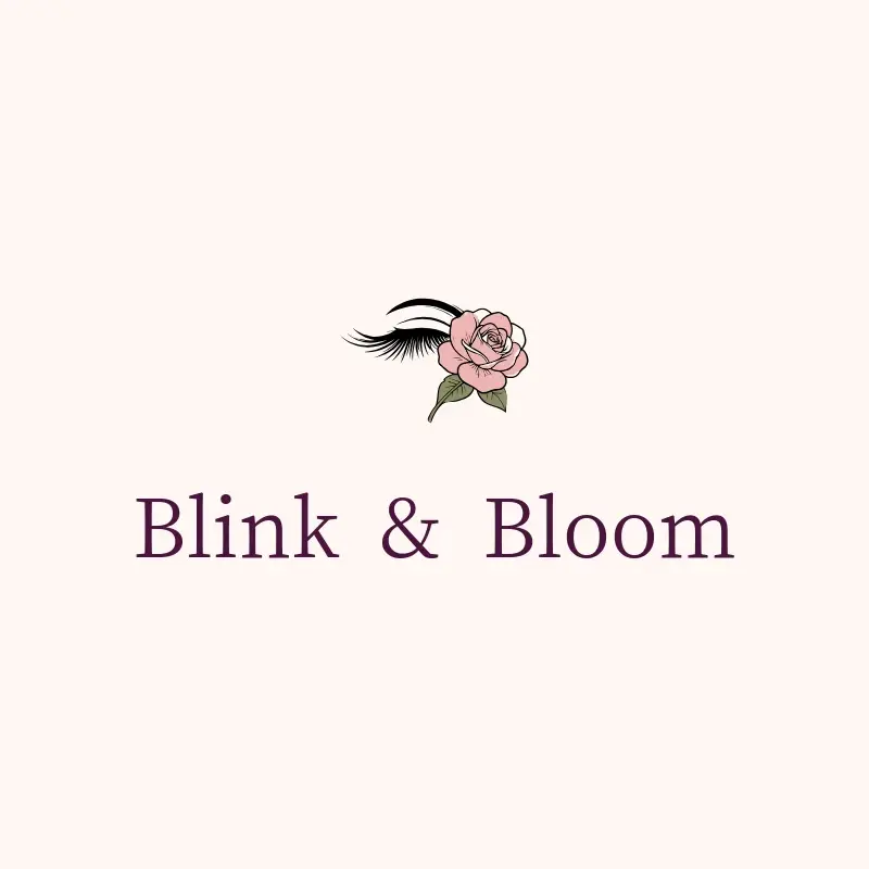 The lash name Blink & Bloom as a branded logo with a color icon