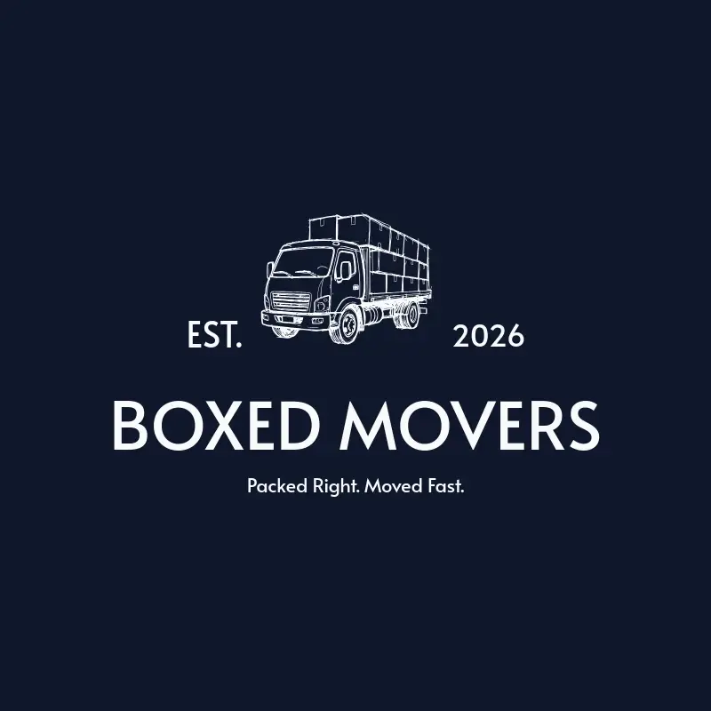 The moving company name Boxed Movers as a branded logo with a single color icon