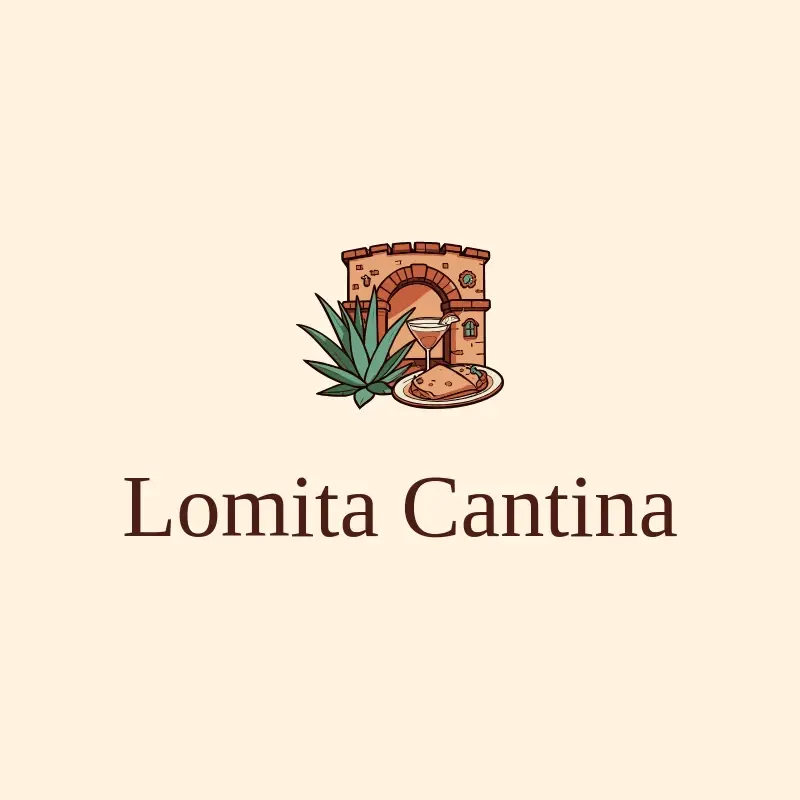The Mexican restaurant name Lomita Cantina as a branded logo with a color icon