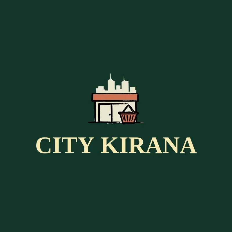 The convenience store name City Kirana as a branded logo with a color icon