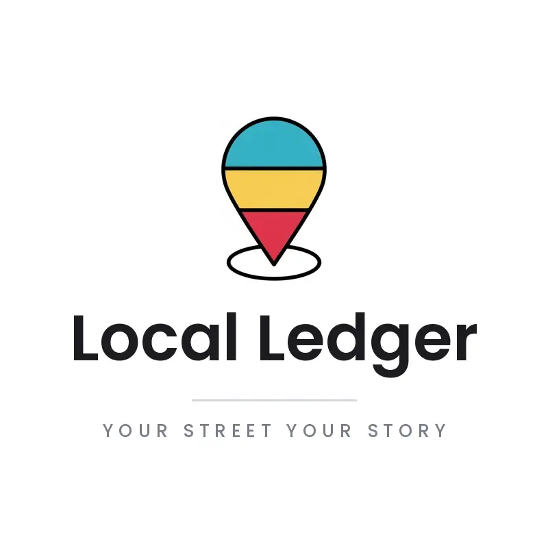 The newspaper name Local Ledger as a branded logo in a minimal style