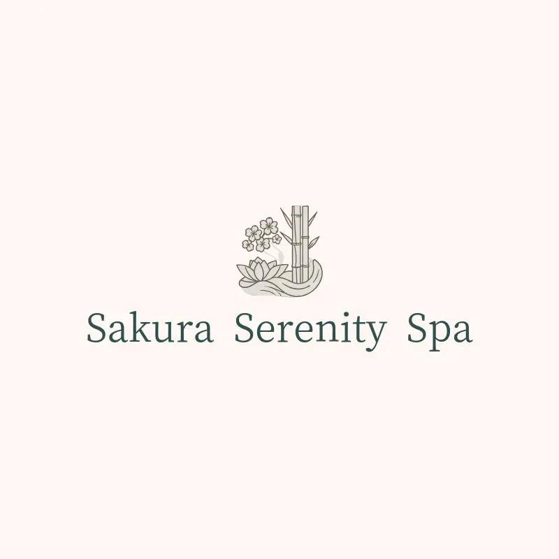 The spa name Sakura Serenity Spa as a branded logo with a single color icon