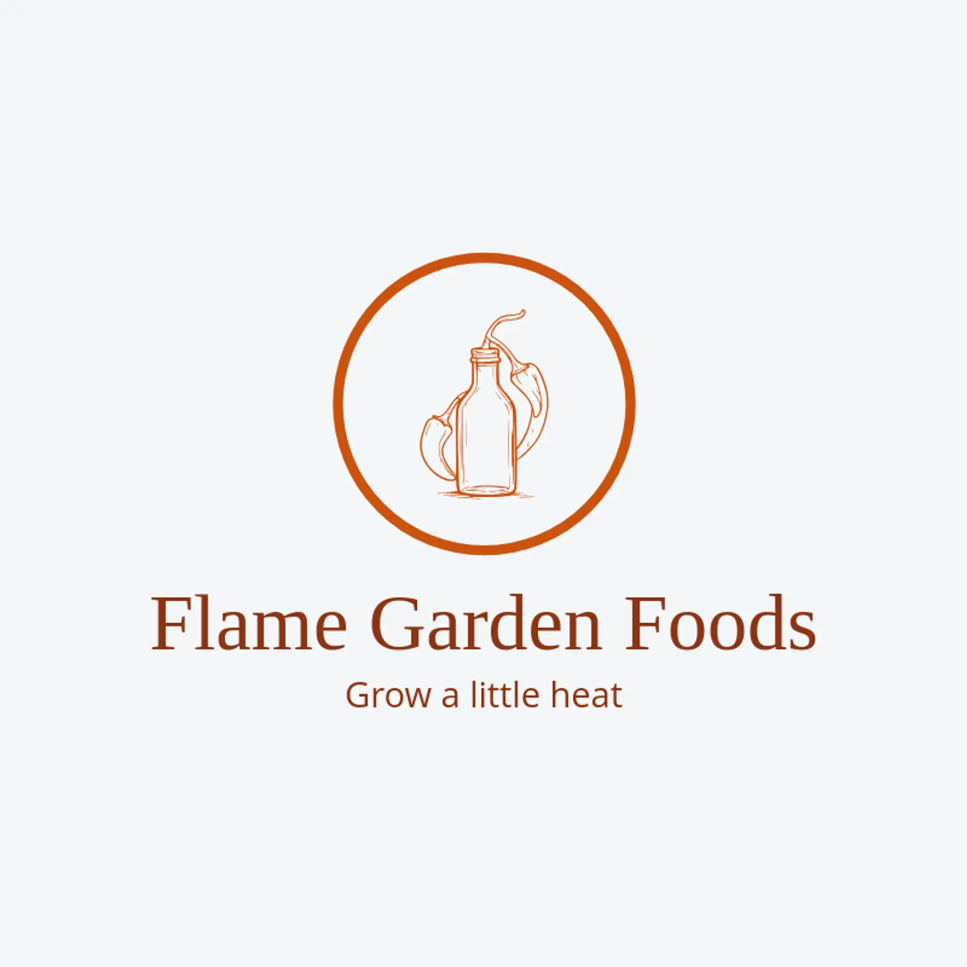 Flame Garden Foods logo for hot sauce