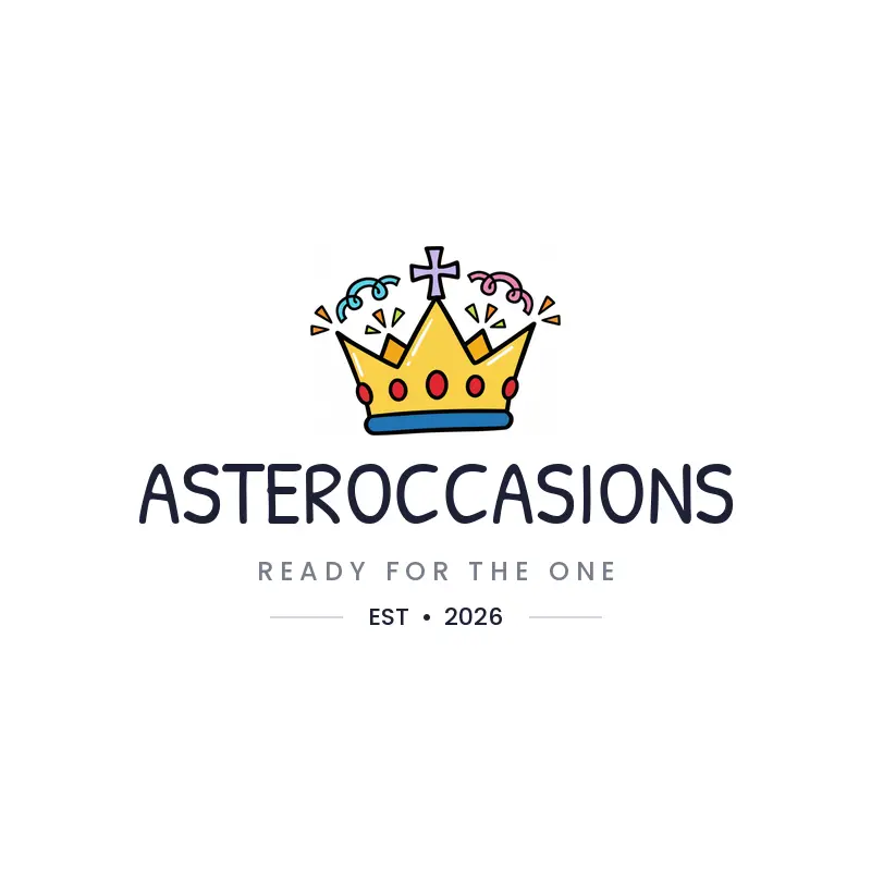 Crown and celebration elements wedding logo