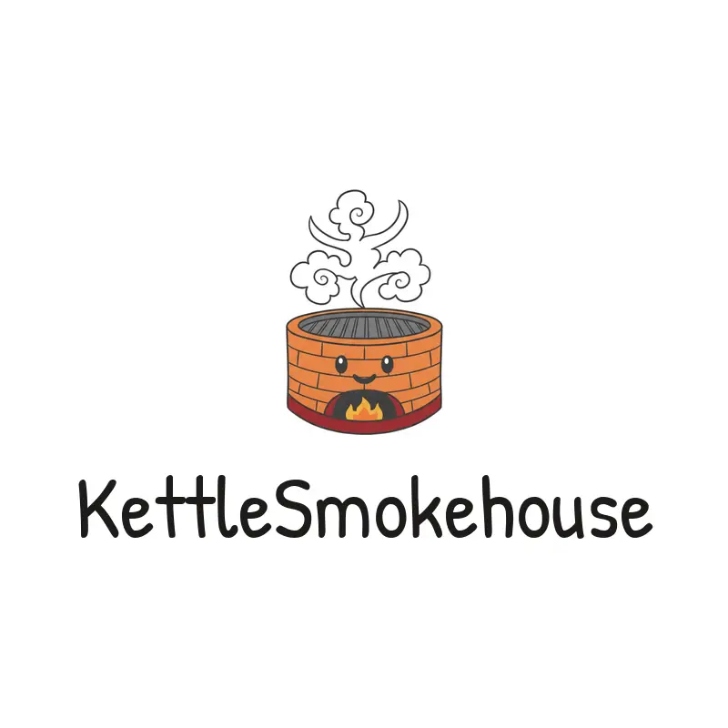 A playful barbecue pit with smoke logo on a white background.