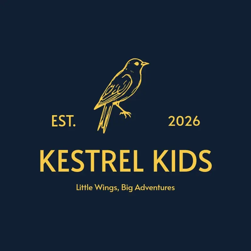 The daycare name Kestrel Kids as a branded logo with a single color icon