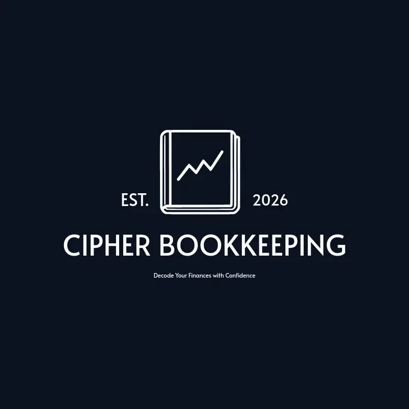 The bookkeeping name Cipher Bookkeeping as a branded logo with a single color icon