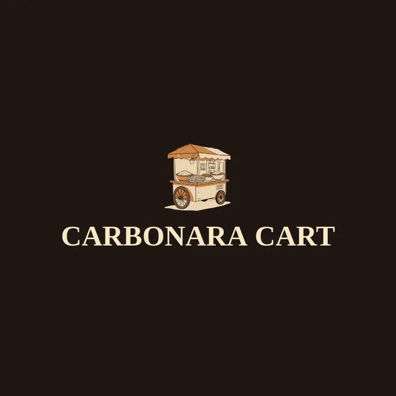 The Italian restaurant name Carbonara Cart as a branded logo with a color icon