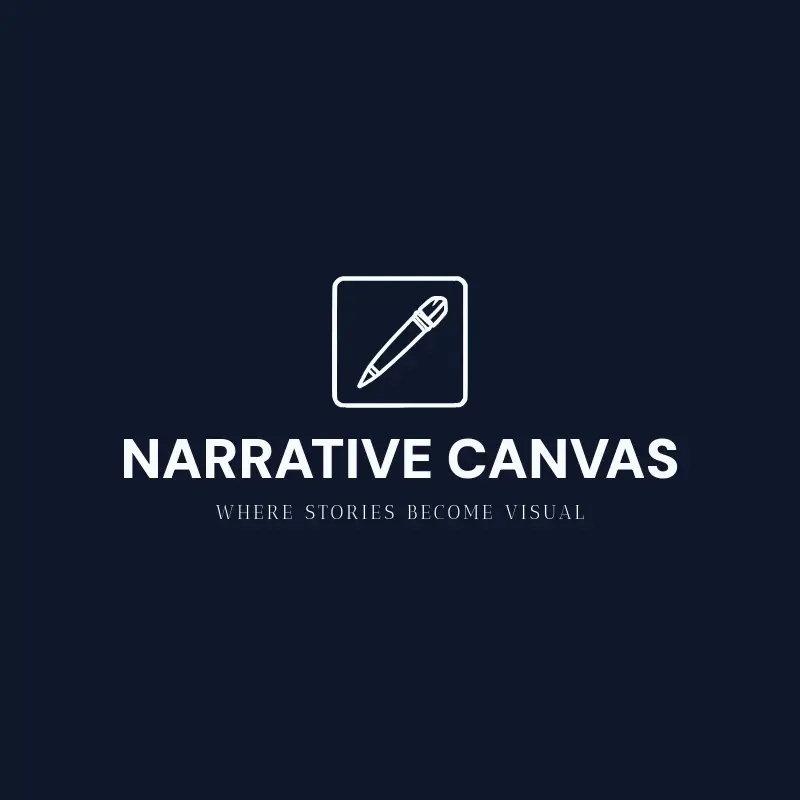 The pen name Narrative Canvas as a branded logo with a single color icon