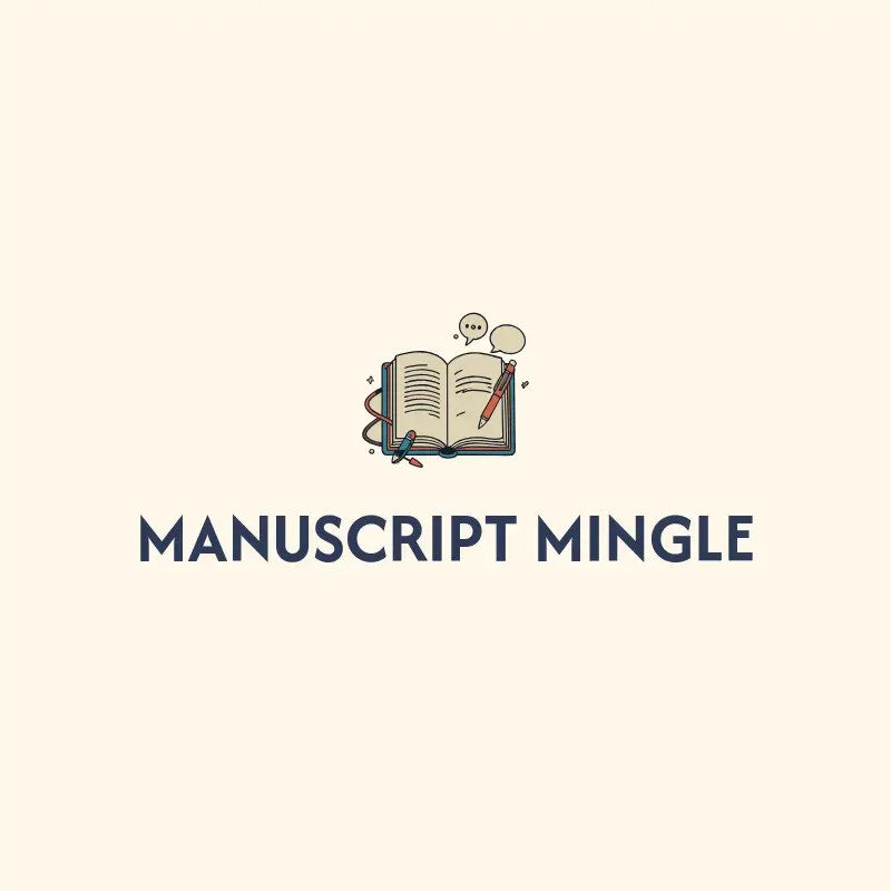 The book name Manuscript Mingle as a branded logo with a color icon