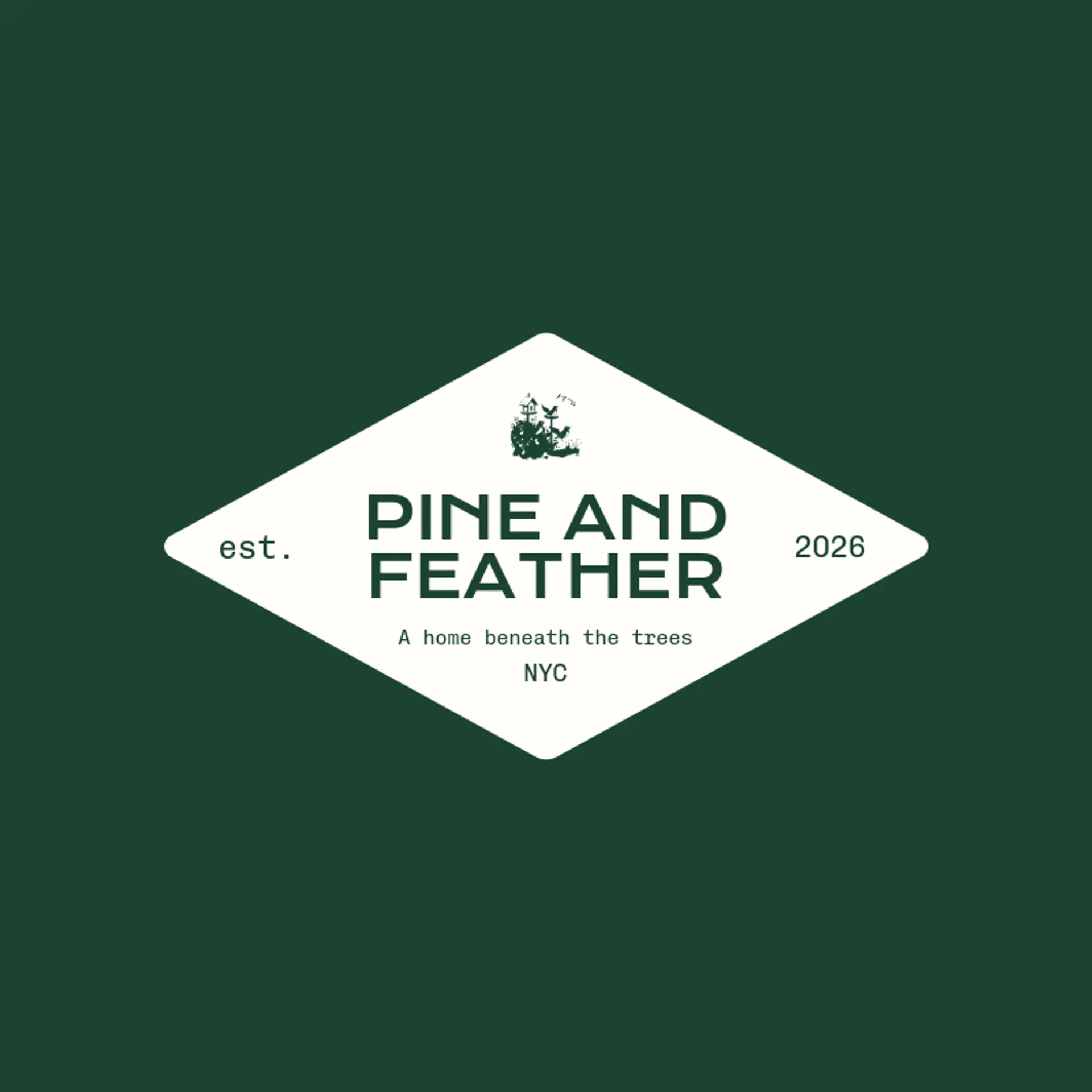 Pine and Feather logo for birdhouse