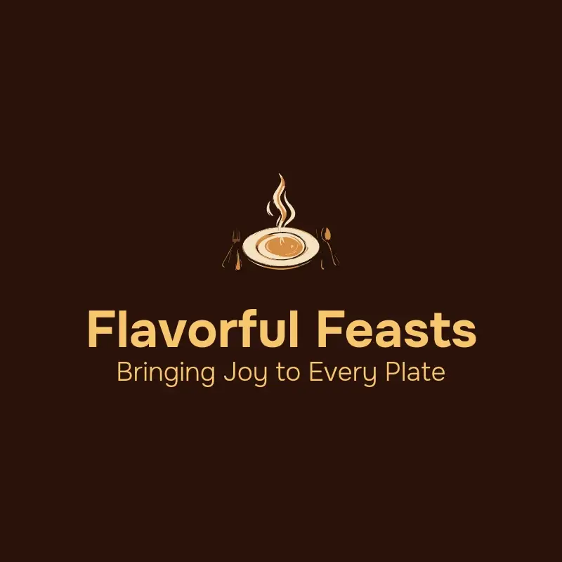 The catering name Flavorful Feasts as a branded logo with a color icon