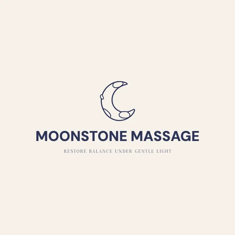 The massage name Moonstone Massage as a branded logo with a single color icon