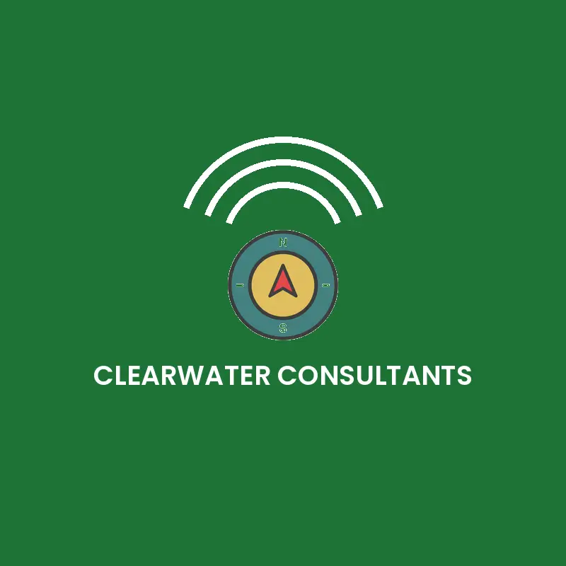 A digital compass, an advisory consulting logo in a retro style