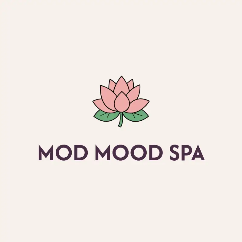 The spa name Mod Mood Spa as a branded logo with a color icon