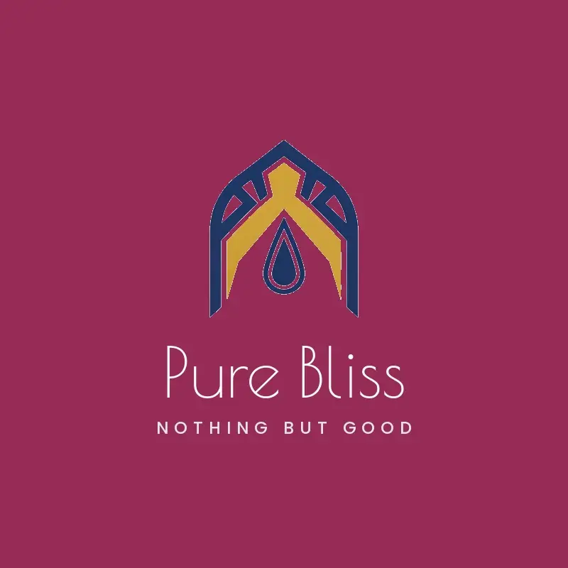 The perfume name Pure Bliss as a branded logo in a deco style