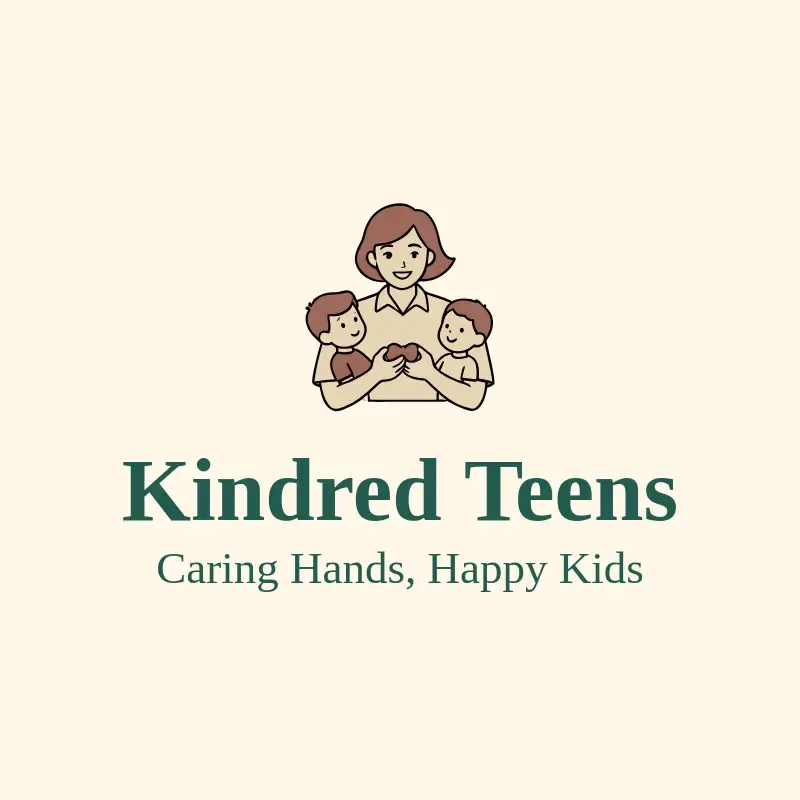 The babysitting name Kindred Teens as a branded logo with a color icon