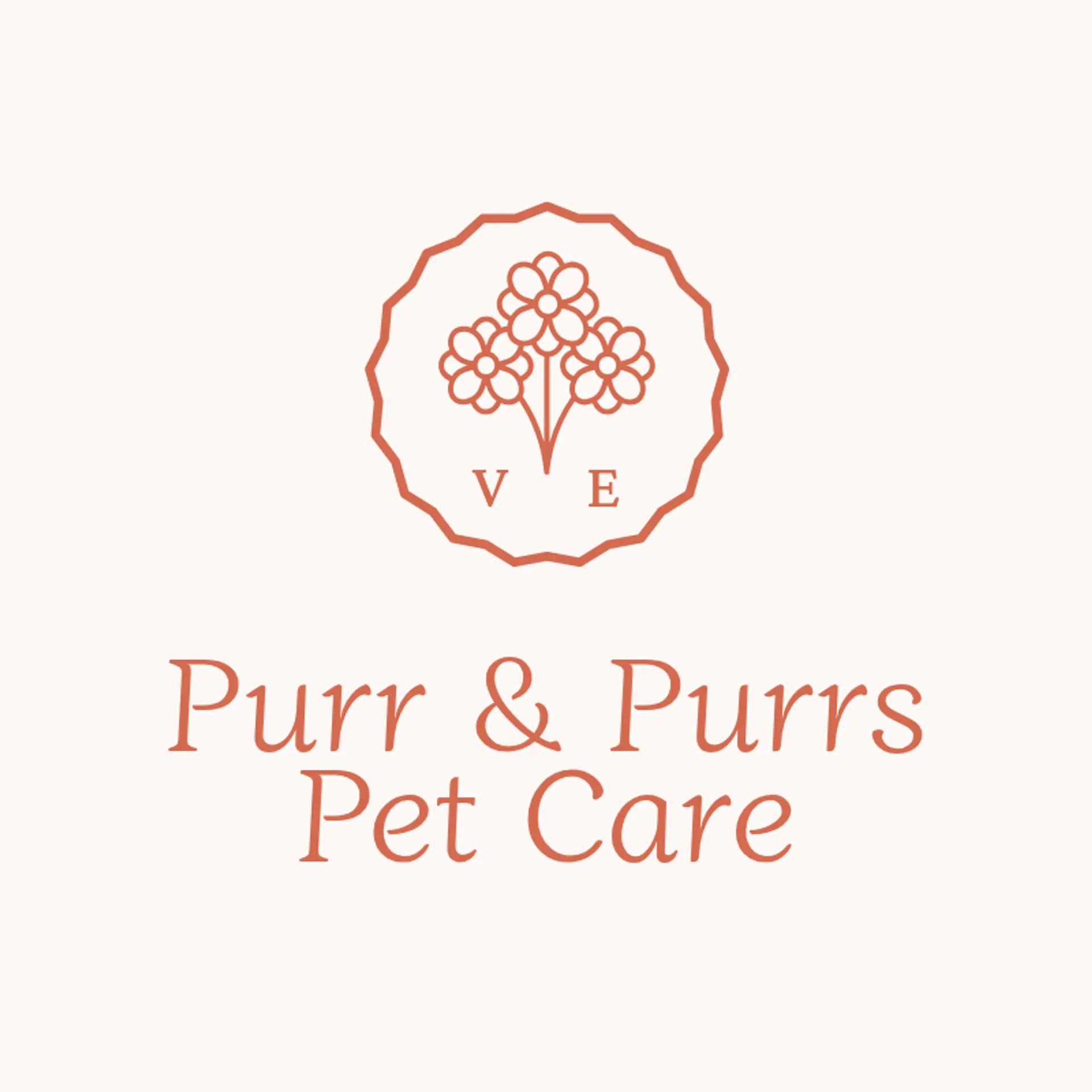 Purr & Purrs Pet Care logo for cat pet care