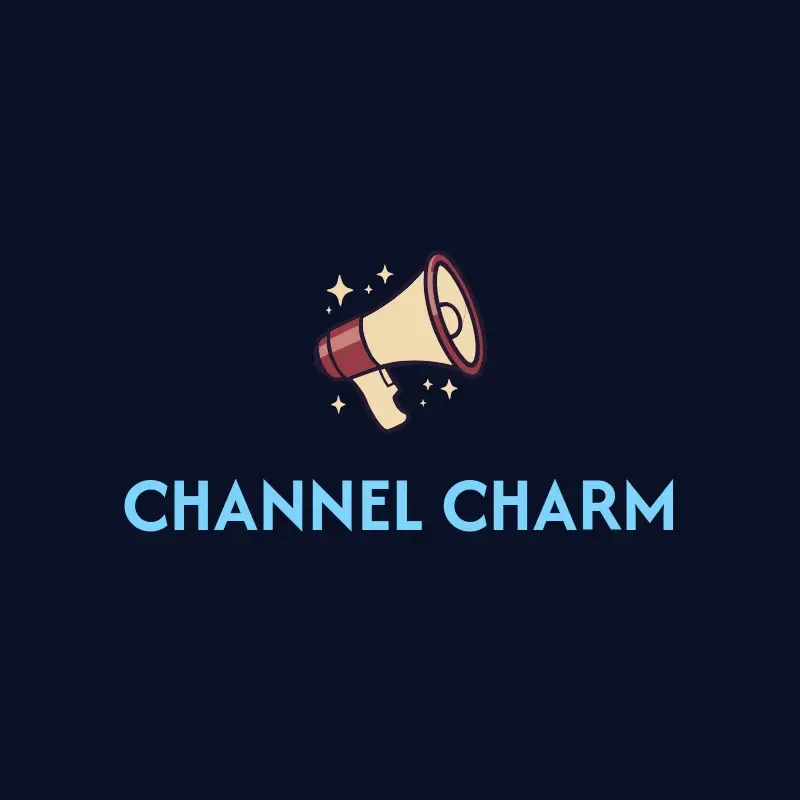The YouTube name Channel Charm as a branded logo with a color icon