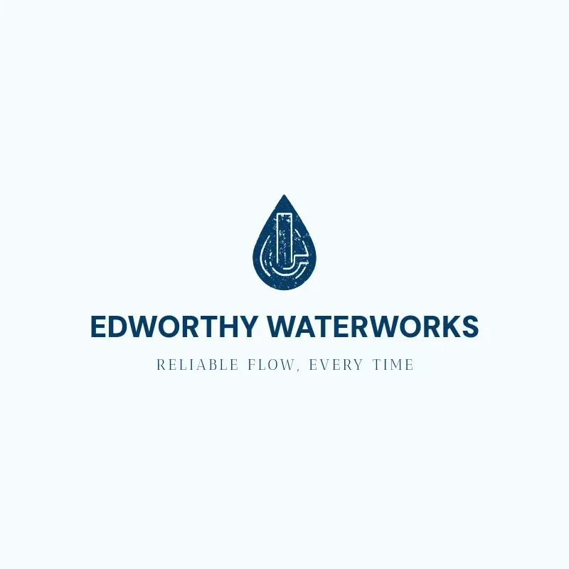 The plumbing name Edworthy Waterworks as a branded logo with a single color icon