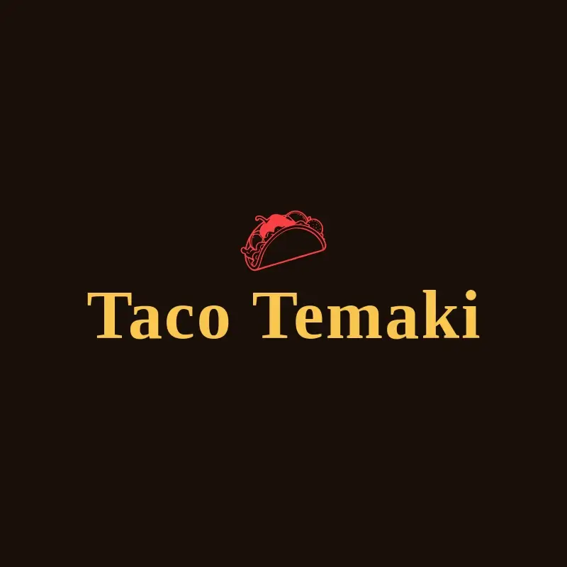 The Mexican restaurant name Taco Temaki as a branded logo with a single color icon