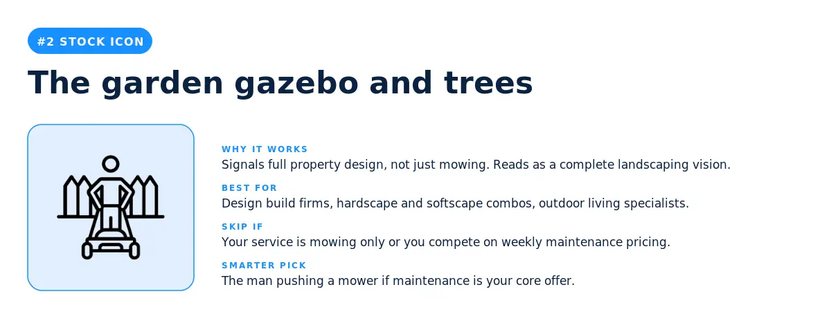 The garden gazebo and trees stock icon