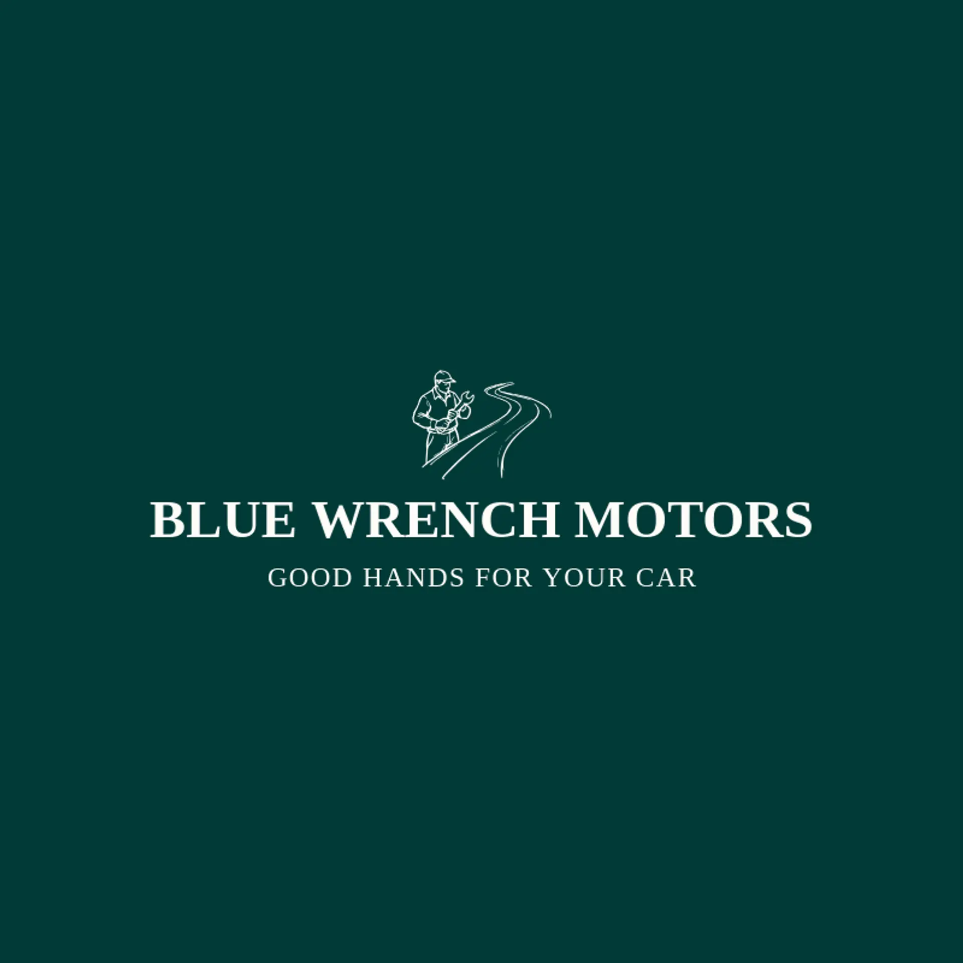 Blue Wrench Motors logo for car mechanic