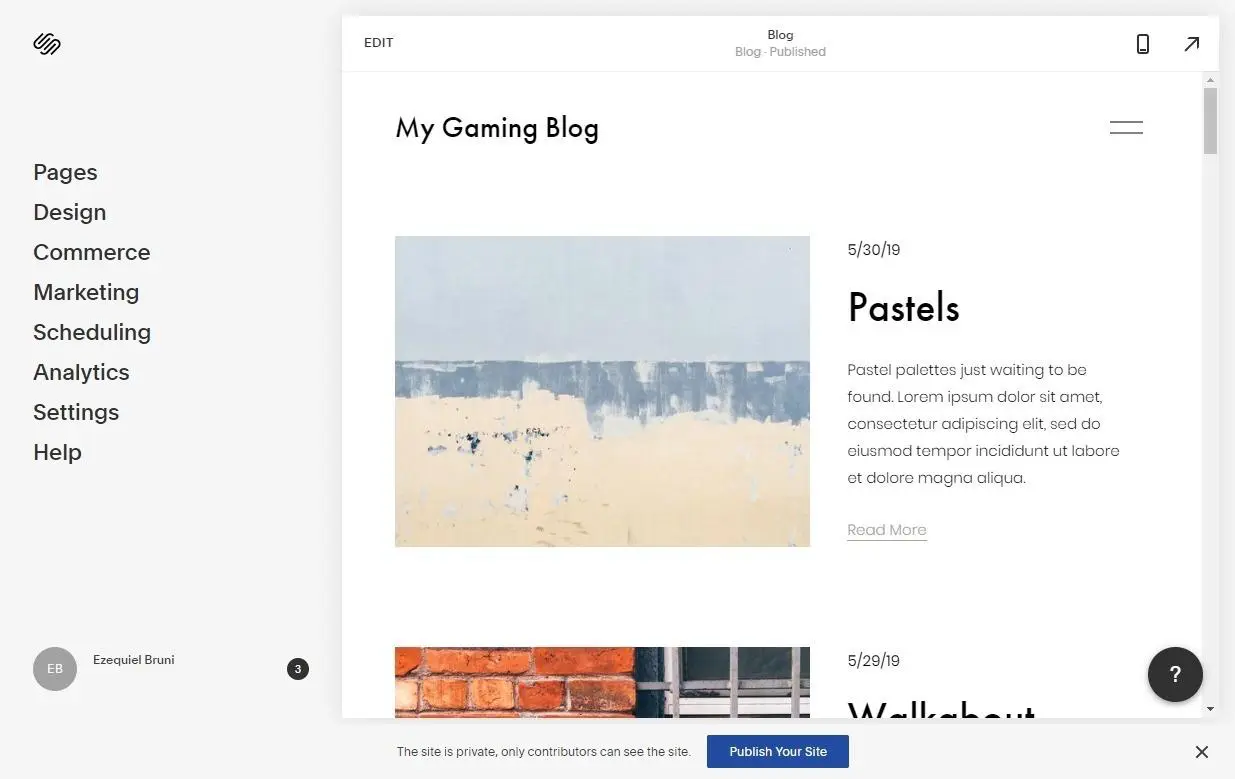 Squarespace editor