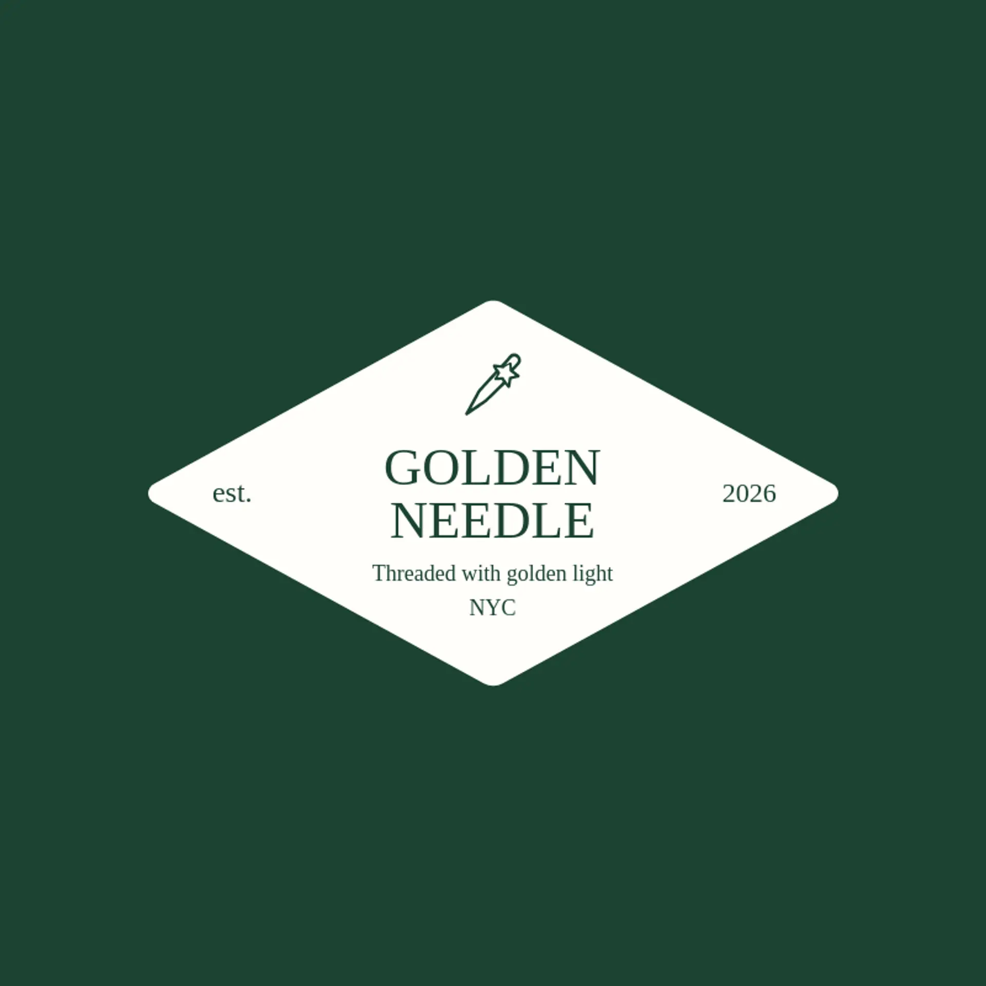 Golden Needle logo for clothing store