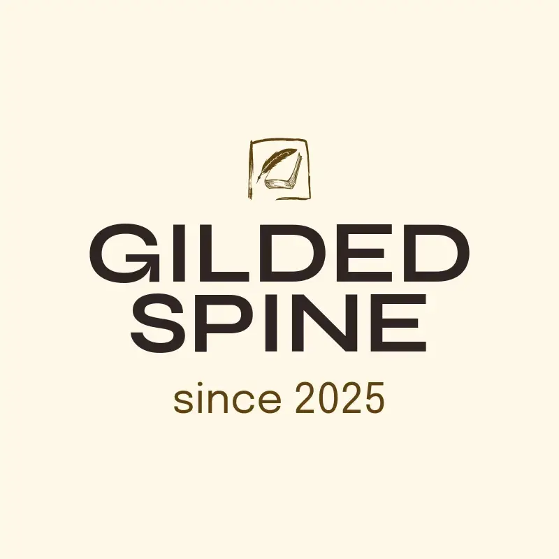 The bookstore name Gilded Spine as a branded logo with a single color icon