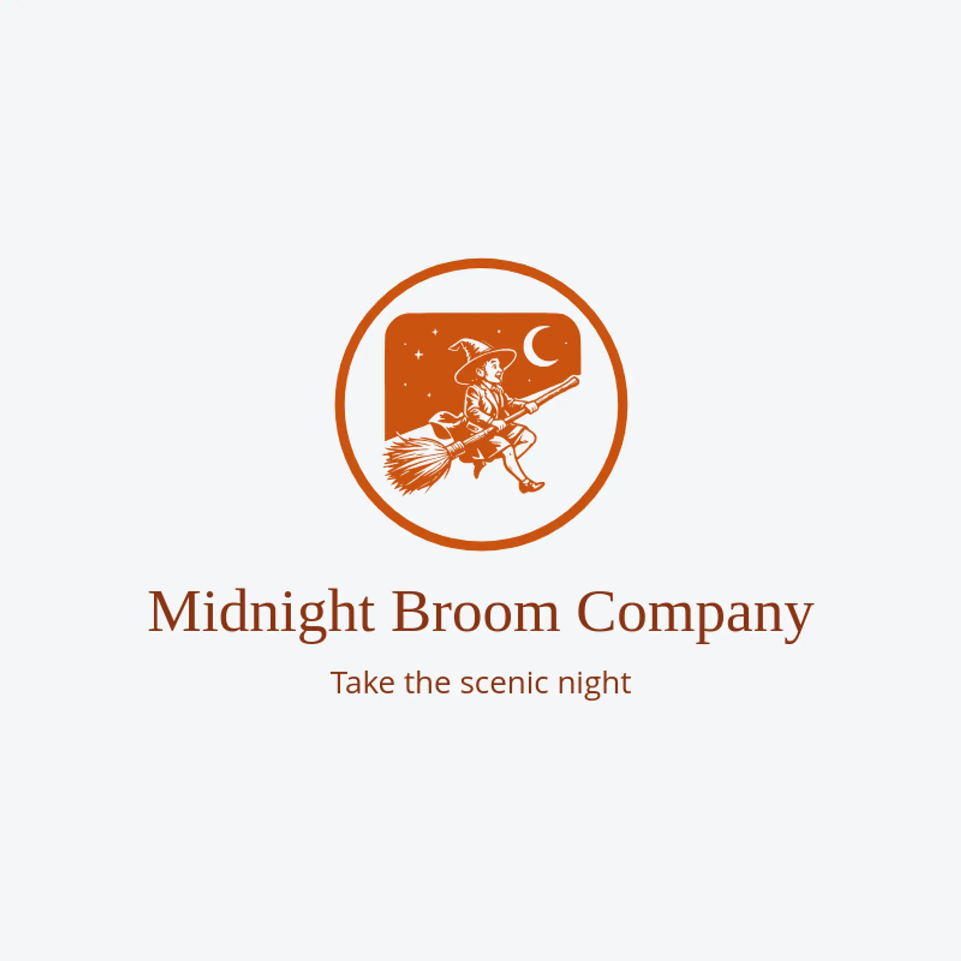 Midnight Broom Company logo for witch