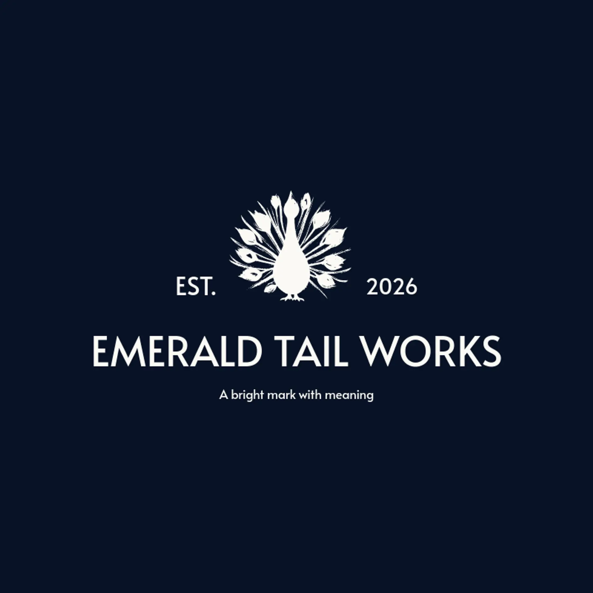 Emerald Tail Works logo for peacock