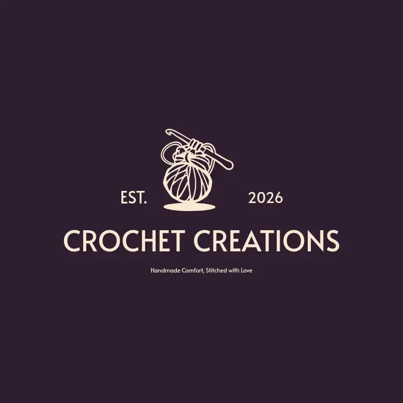 The crochet business name Crochet Creations as a branded logo with a single color icon