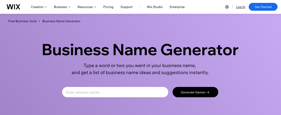 Wix business name generator