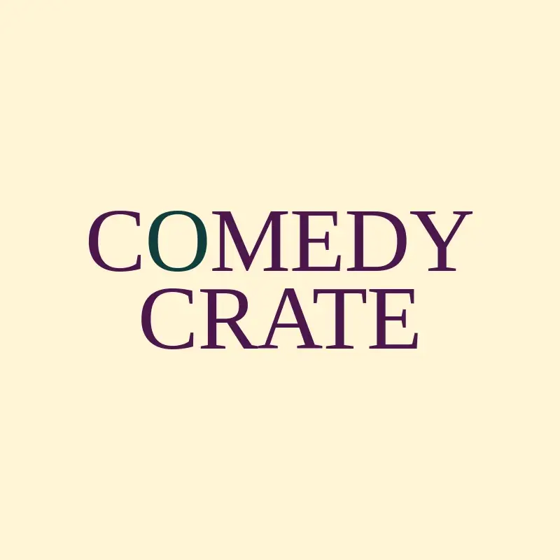 The funny business name Comedy Crate as a branded logo with a single color icon