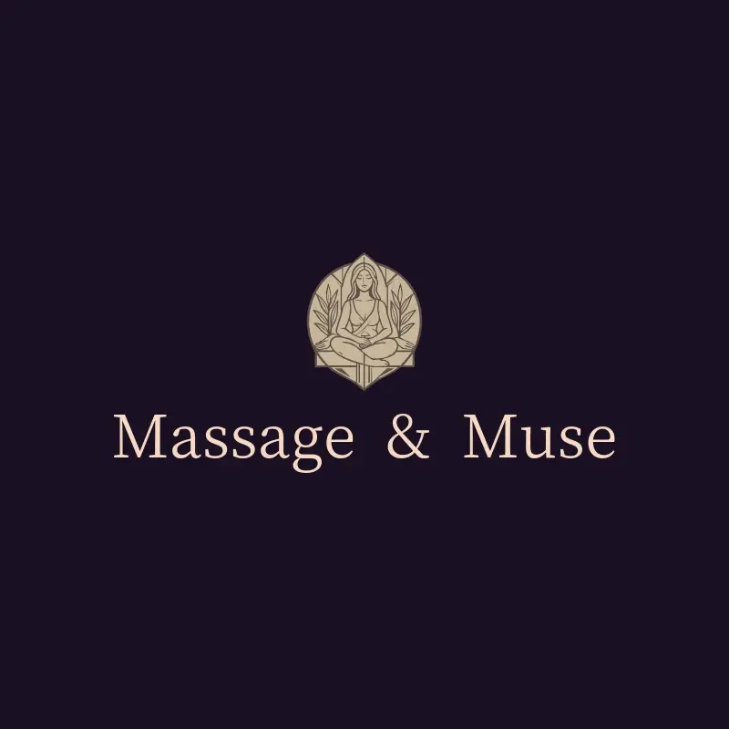 The massage name Massage & Muse as a branded logo with a color icon