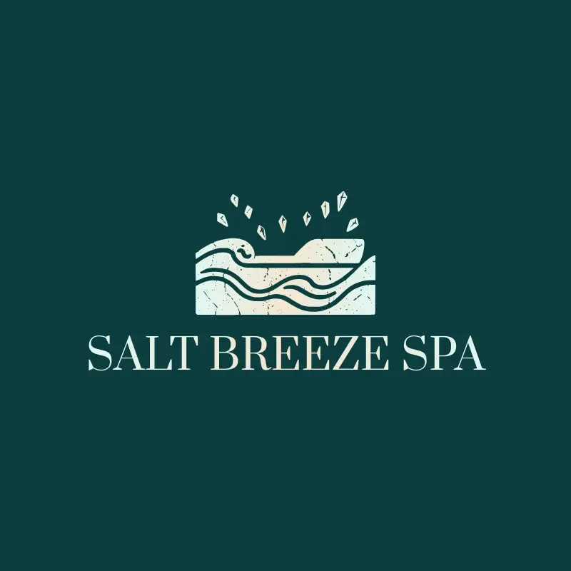 The spa name Salt Breeze Spa as a branded logo with a single color icon